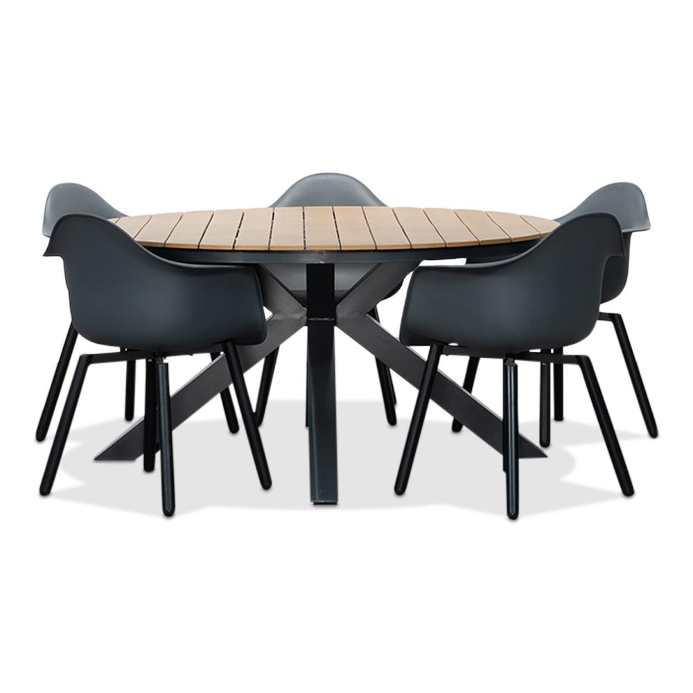 Arezzo/Montreux dining tuinset | 5 personen | aluminium + polywood | 150cm rond