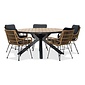 Lesli Living Arezzo/Carlos antraciet dining tuinset | 5 personen | polywood + wicker | 150cm rond
