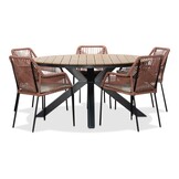Arezzo/Seville terra dining tuinset | 5 personen | polywood + touw | 150cm rond