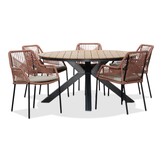 Arezzo/Seville terra dining tuinset | 5 personen | polywood + touw | 150cm rond