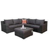 Nashville luxe hoek loungeset 4-delig | wicker | 255x255cm | Falcon Grey