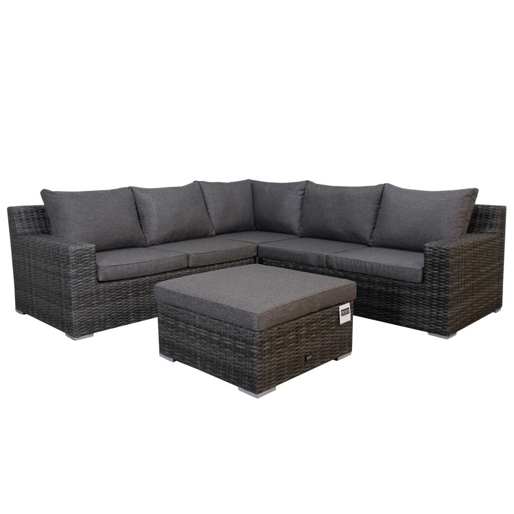 Nashville luxe hoek loungeset 4-delig | wicker | 255x255cm | Falcon Grey