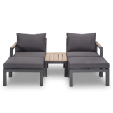 Firenza loveseat 5-delig | aluminium + hardhout | Light teaklook | multi-functioneel