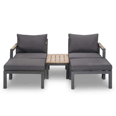 Firenza loveseat 5-delig | aluminium + hardhout | Light teaklook | multi-functioneel