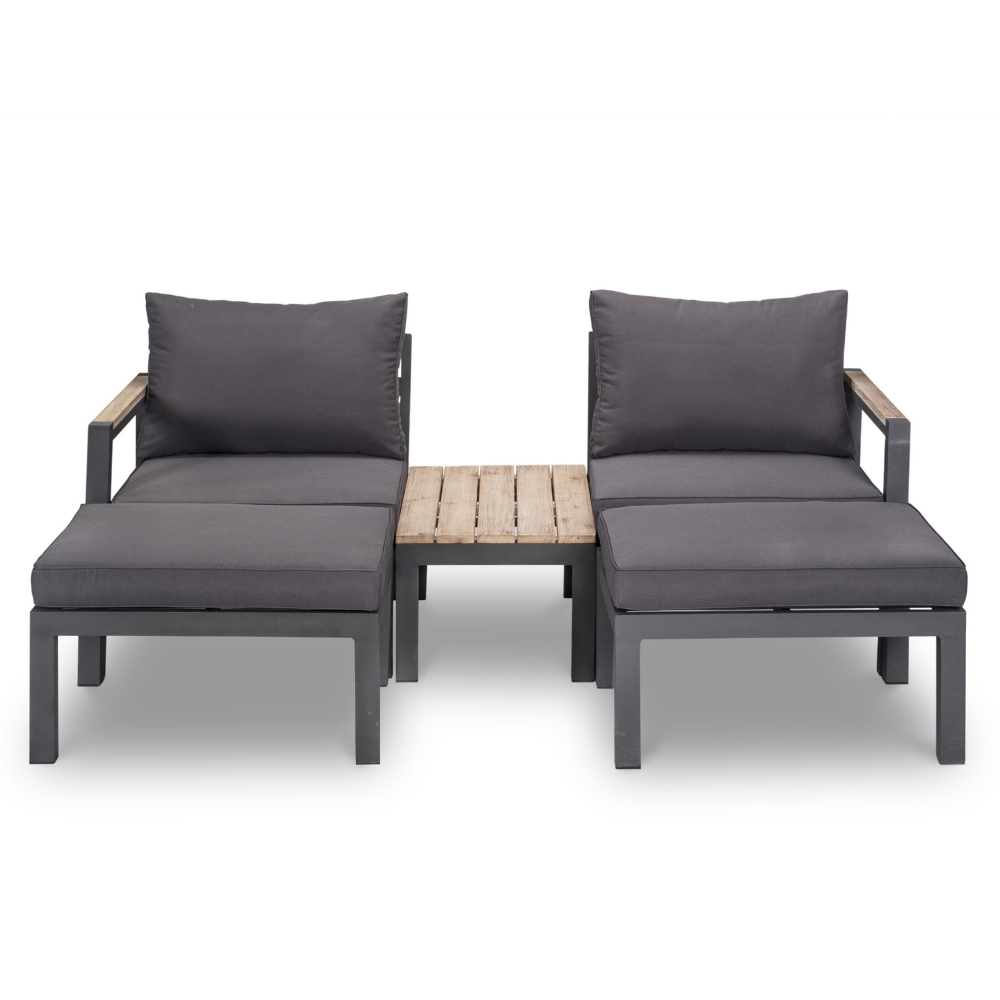 Firenza loveseat 5-delig | aluminium + hardhout | Light teaklook | multi-functioneel