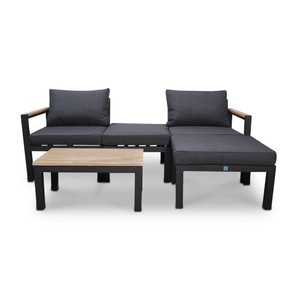 Firenza loveseat 5-delig | aluminium + hardhout | Light teaklook | multi-functioneel