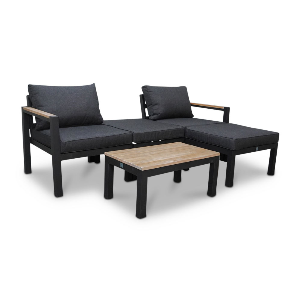 Firenza loveseat 5-delig | aluminium + hardhout | Light teaklook | multi-functioneel