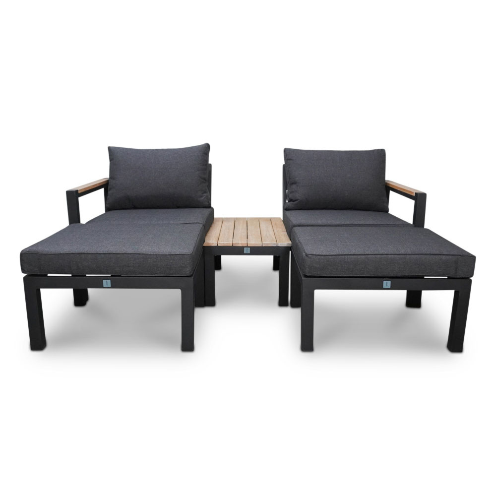 Firenza loveseat 5-delig | aluminium + hardhout | Light teaklook | multi-functioneel