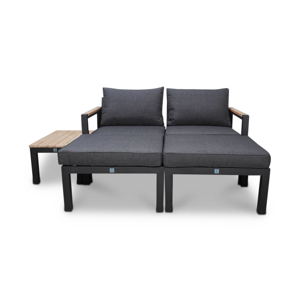 Firenza loveseat 5-delig | aluminium + hardhout | Light teaklook | multi-functioneel