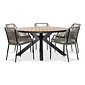 Lesli Living Arezzo/Seville zand dining tuinset | 5 personen | polywood + touw | 150cm rond