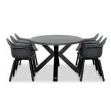 Stockholm/Montreux dining tuinset | 6 personen | betonlook + kunststof | 240cm ovaal