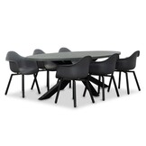 Stockholm/Montreux dining tuinset | 6 personen | betonlook + kunststof | 240cm ovaal