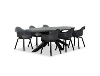 Stockholm/Montreux dining tuinset | 6 personen | betonlook + kunststof | 240cm ovaal