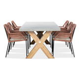 Norwich/Seville terra dining tuinset | 6 personen | betonlook + touw | 250cm