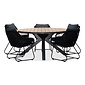 Lesli Living Arezzo/Portofino zwart dining tuinset | 5 personen | polywood + touw | 150cm rond