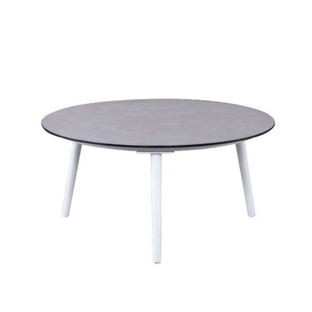 Sandro stoel-bank loungeset 4 personen | aluminium + teakhout | wit/grijs kussen | 5-delig