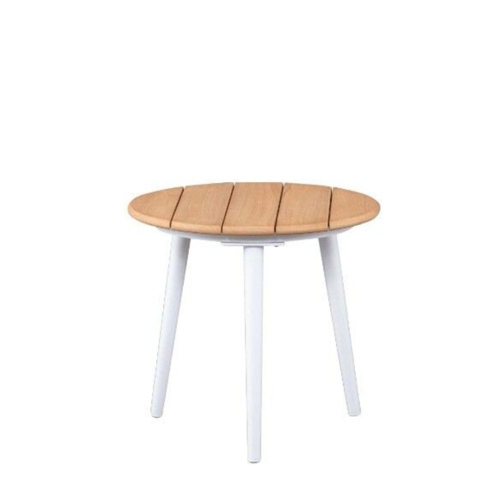 Sandro stoel-bank loungeset 4 personen | aluminium + teakhout | wit/grijs kussen | 5-delig