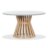 Elzas dining tuintafel 4 personen | polystone + hardhout | betonlook | Ø135cm rond