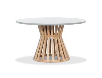 Elzas dining tuintafel 4 personen | polystone + hardhout | betonlook | Ø135cm rond