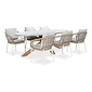 BUITEN living Livorno/Dakota beige/wit dining tuinset | 6 personen | betonlook + touw | 240cm ovaal