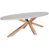 Livorno/Dakota beige/wit dining tuinset | 6 personen | betonlook + touw | 240cm ovaal