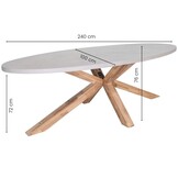 Livorno/Dakota beige/wit dining tuinset | 6 personen | betonlook + touw | 240cm ovaal