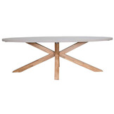 Livorno/Dakota beige/wit dining tuinset | 6 personen | betonlook + touw | 240cm ovaal