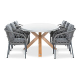 Livorno/Dakota grijs dining tuinset | 6 personen | betonlook + touw | 240cm ovaal