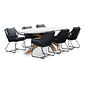 BUITEN living Livorno/Portofino zwart dining tuinset | 6 personen | betonlook + touw | 240cm ovaal