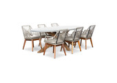 Livorno/Seville hout zand dining tuinset | 6 personen | betonlook + touw | 240cm ovaal