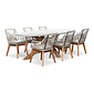 BUITEN living Livorno/Seville hout zand dining tuinset | 6 personen | betonlook + touw | 240cm ovaal