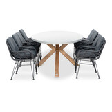 Livorno/Carlos Charcoal dining tuinset | 8 personen | betonlook + wicker | 280cm ovaal