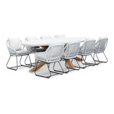 Livorno/Portofino grijs dining tuinset | 8 personen | betonlook + touw | 280cm ovaal