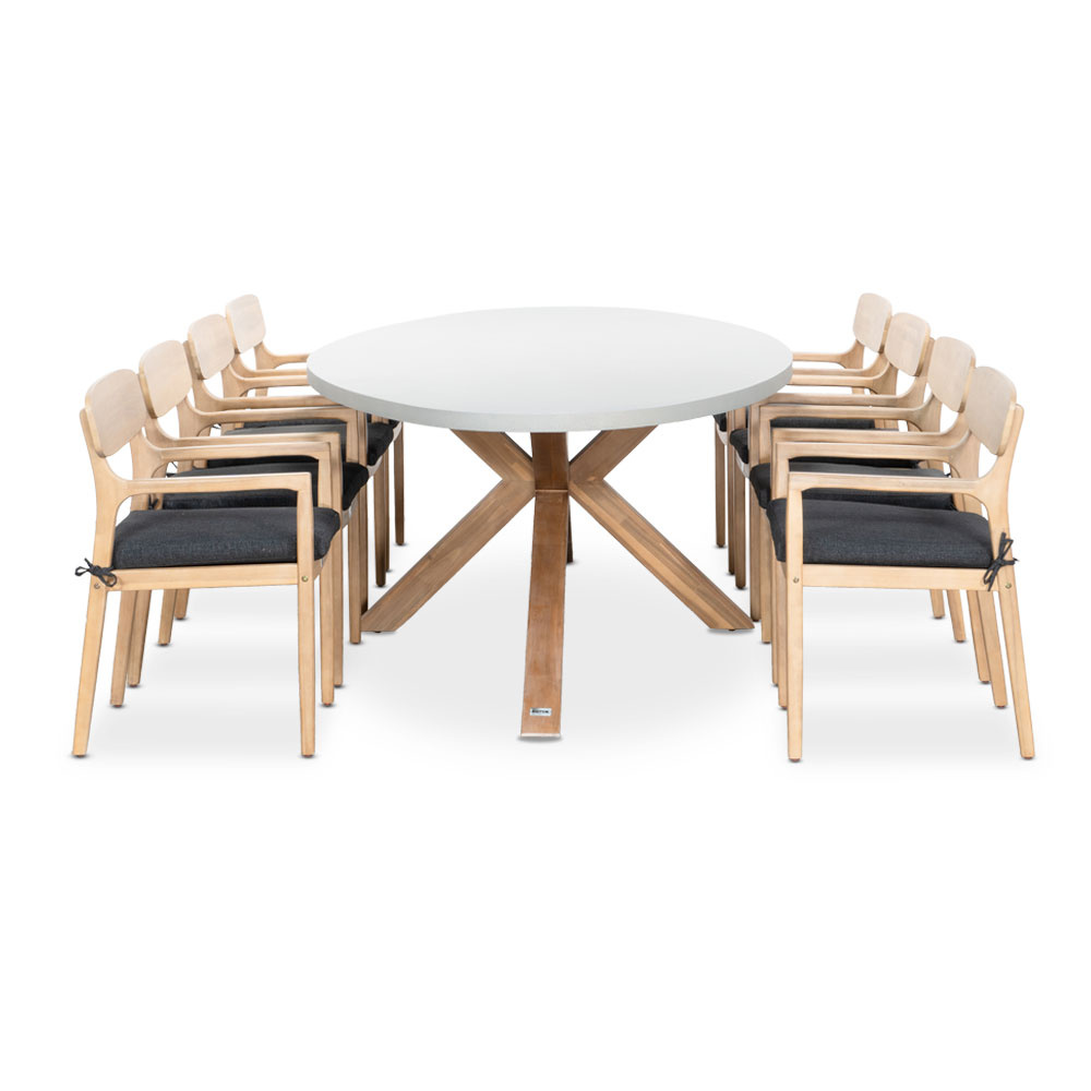 Livorno/Rixos dining tuinset | 8 personen | betonlook + hardhout | 280cm ovaal