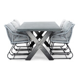 Lyon/Portofino grijs dining tuinset | 6 personen | betonlook + touw | 250cm