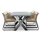 BUITEN living Lyon/Tulum Sahara Dust dining tuinset | 6 personen | betonlook + touw | 250cm