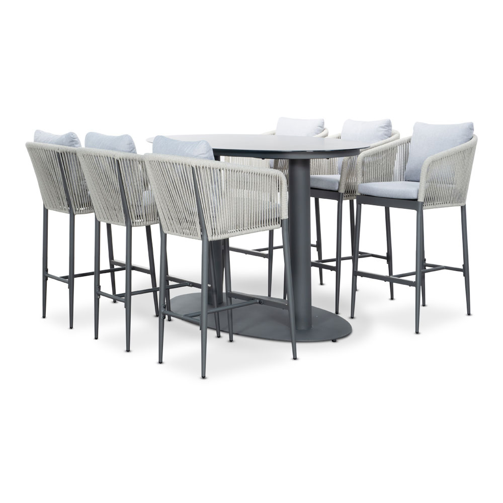 Orlando barset tuin 7-delig | aluminium + touw | hoge tafel | 180cm ovaal