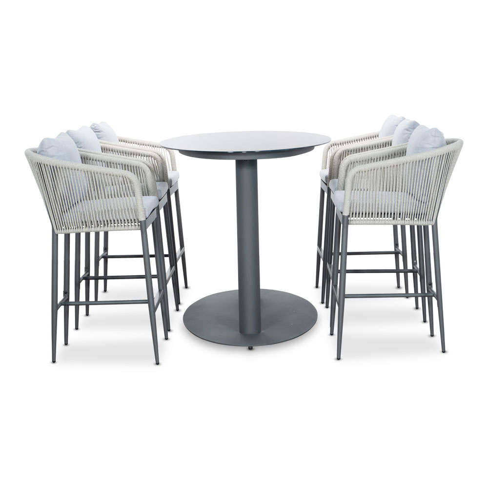 Orlando barset tuin 7-delig | aluminium + touw | hoge tafel | 180cm ovaal