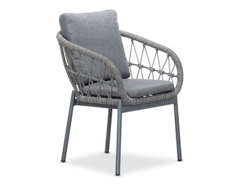 Dakota dining tuinstoel | touw + aluminium | grijs