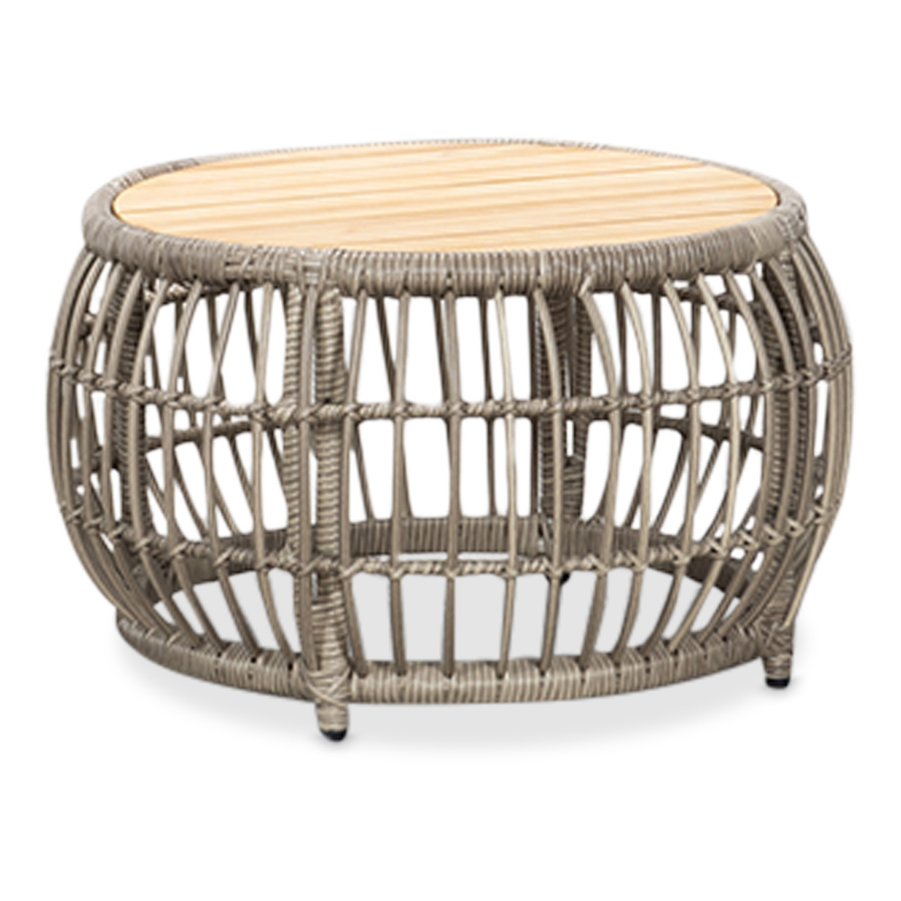 Bruno stoel-bank loungeset 5 personen | wicker + teakhout | Desert Tan | 4-delig