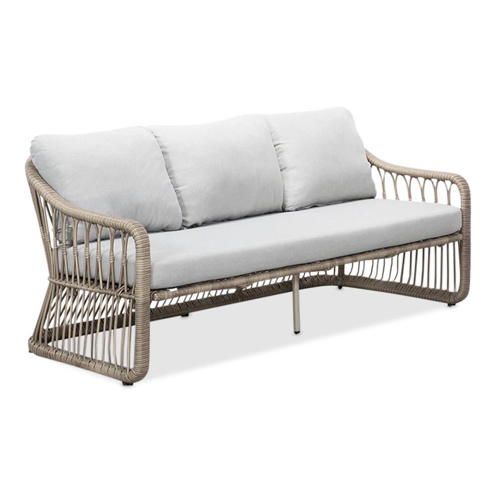 Bruno stoel-bank loungeset 5 personen | wicker + teakhout | Desert Tan | 4-delig