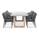 Lausanne/Dakota grijs dining tuinset | 6 personen | betonlook + touw | 250cm