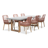 Lausanne/Padua terra dining tuinset | 6 personen | betonlook + touw | 250 cm