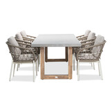 Lausanne/Dakota beige/wit dining tuinset | 6 personen | betonlook + touw | 250cm