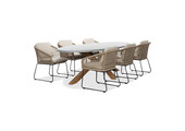 Livorno/Tulum Sahara Dust dining tuinset | 6 personen | betonlook + touw | 240cm ovaal