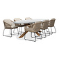 BUITEN living Livorno/Tulum Sahara Dust dining tuinset | 6 personen | betonlook + touw | 240cm ovaal