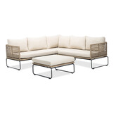 Tulum hoek loungeset 5 personen | rvs + touw | Sahara Dust | 4-delig - 211x211cm