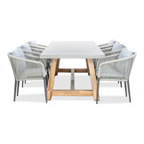 Veltis/Orlando Ash Grey dining tuinset | 6 personen | betonlook + touw | 250cm