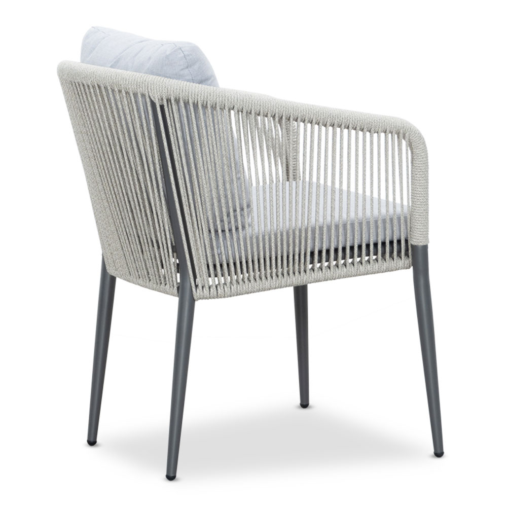 Veltis/Orlando Ash Grey dining tuinset | 6 personen | betonlook + touw | 250cm