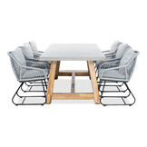 Veltis/Portofino grijs dining tuinset | 6 personen | betonlook + touw | 250cm